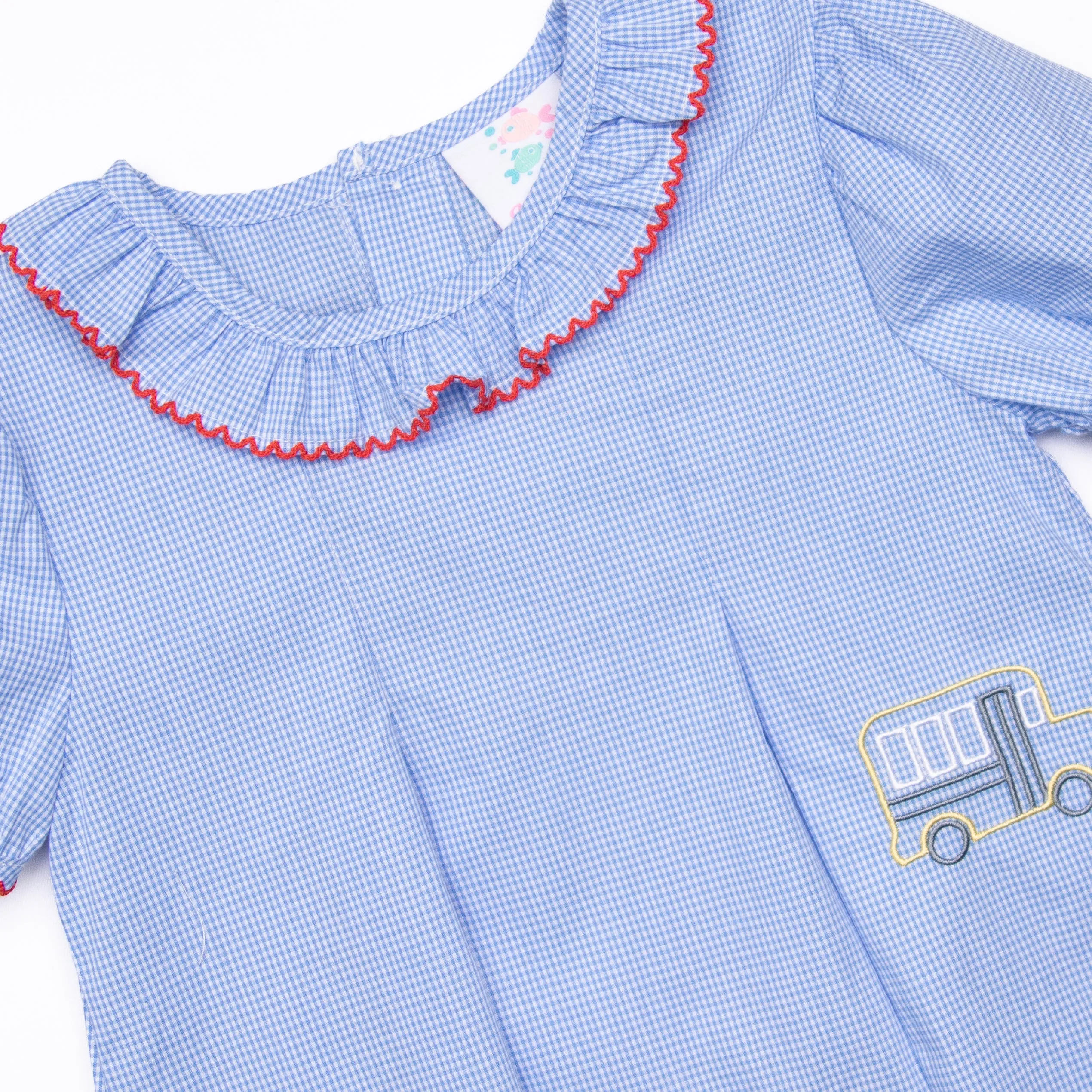 School House Embroidered Dress, Blue