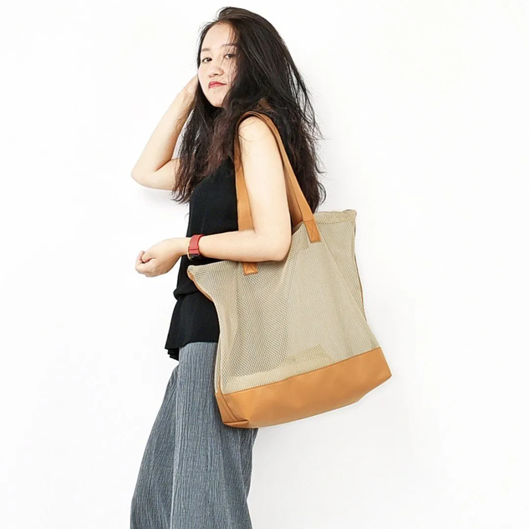 See Through Stitching Casual Shoulder Bag Shopping Bag