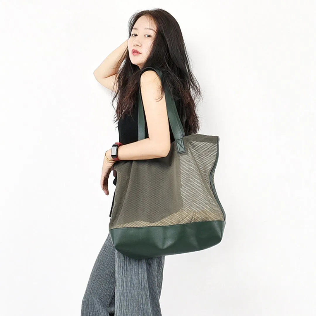 See Through Stitching Casual Shoulder Bag Shopping Bag
