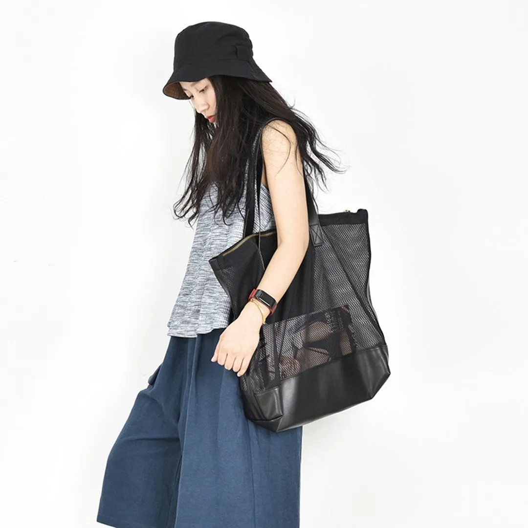 See Through Stitching Casual Shoulder Bag Shopping Bag
