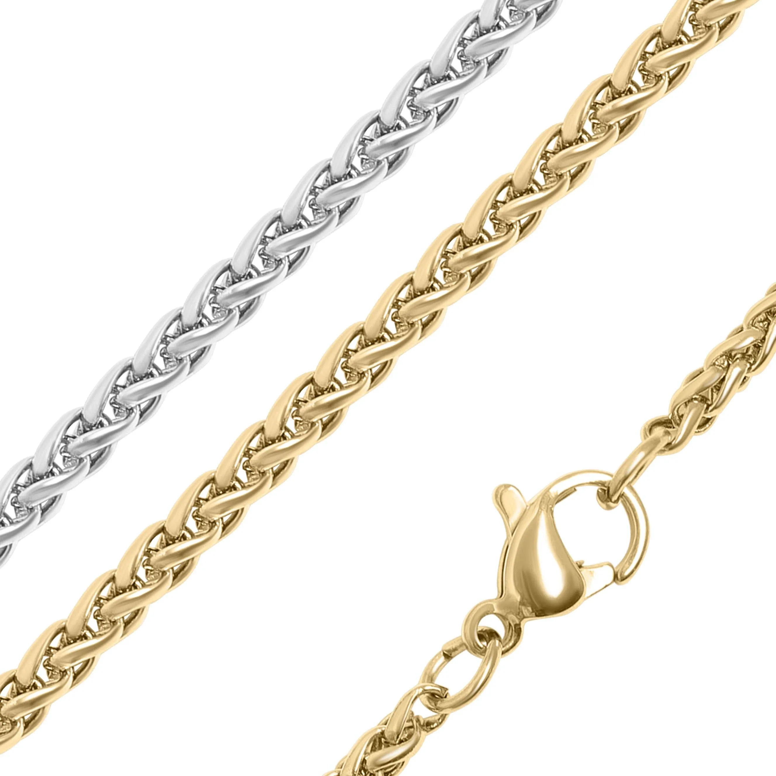 Selena 18K Gold PVD and Stainless Steel PVD Wheat Chain Necklace