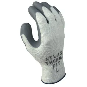 SHOWA® Atlas Therma-Fit 451 Latex Coated Gloves, Large, Gray/Light Gray, 451L-09