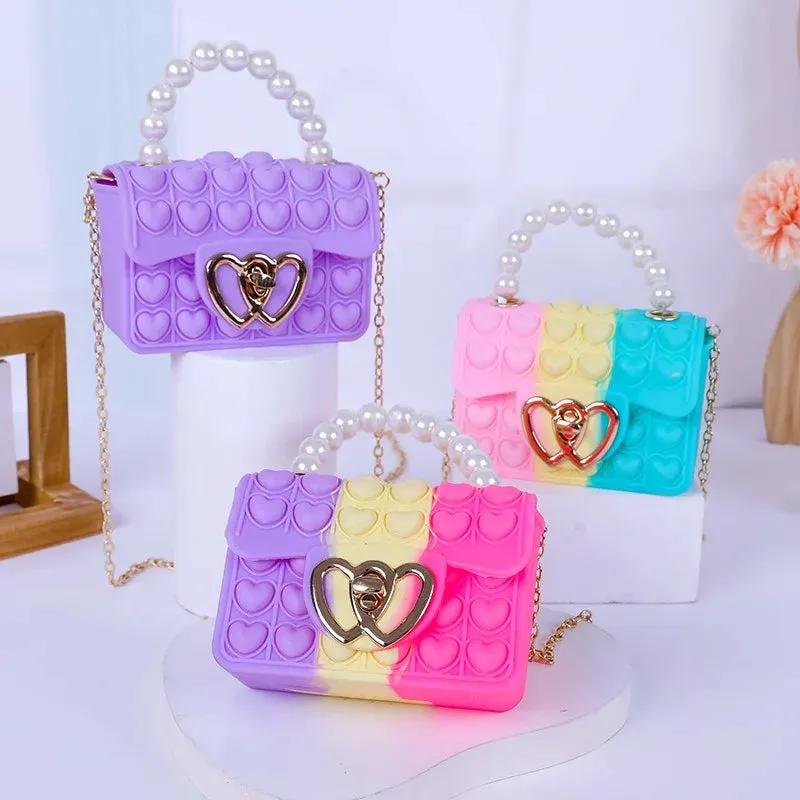 Silicone Pop It Jelly Bag – Pearl Handle Crossbody