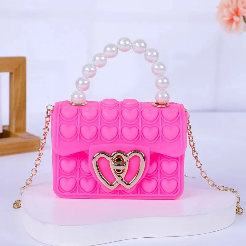 Silicone Pop It Jelly Bag – Pearl Handle Crossbody