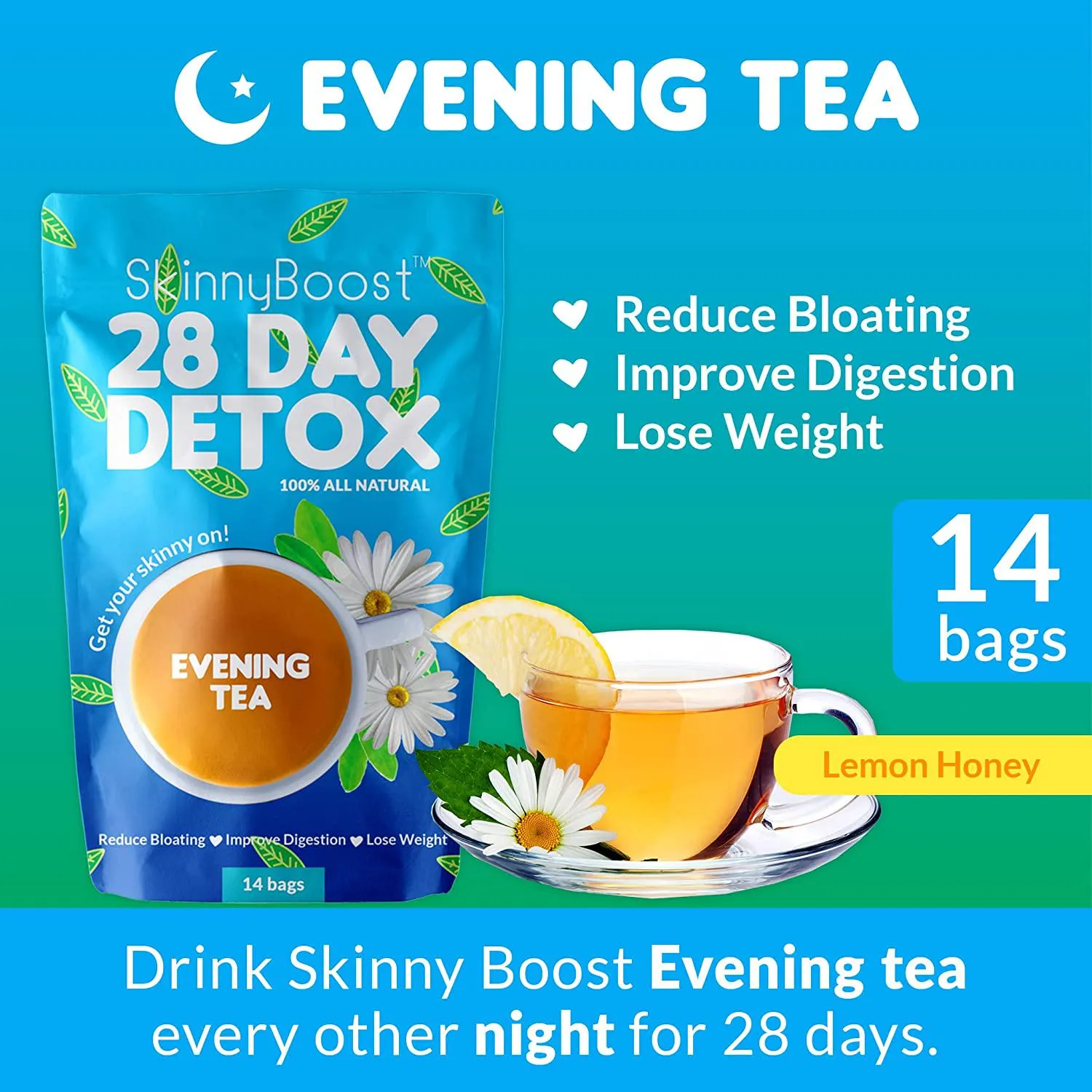 Skinny Boost Detox Power Kit-1 Daytime Tea (28 Bags)1 Evening Detox Tea (14 Bags) Plus 1 SUGAR FREE Apple Cider Vinegar Gummies (60 Vegan Gummies), Supports Detox and Cleanse-Non GMO, Vegan, All Natural