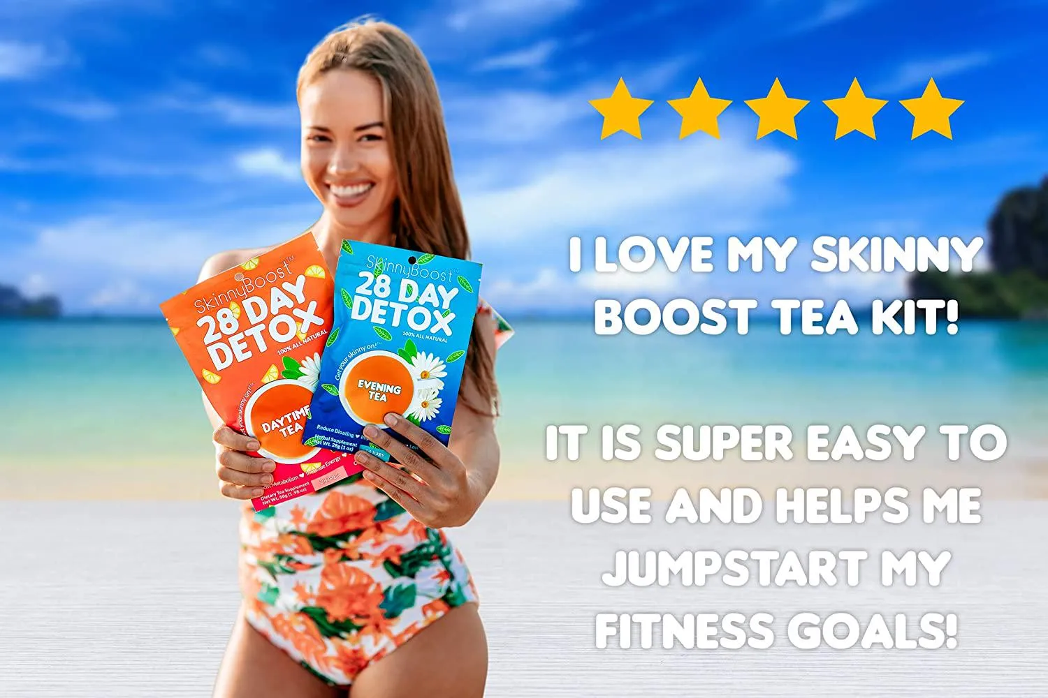 Skinny Boost Detox Power Kit-1 Daytime Tea (28 Bags)1 Evening Detox Tea (14 Bags) Plus 1 SUGAR FREE Apple Cider Vinegar Gummies (60 Vegan Gummies), Supports Detox and Cleanse-Non GMO, Vegan, All Natural