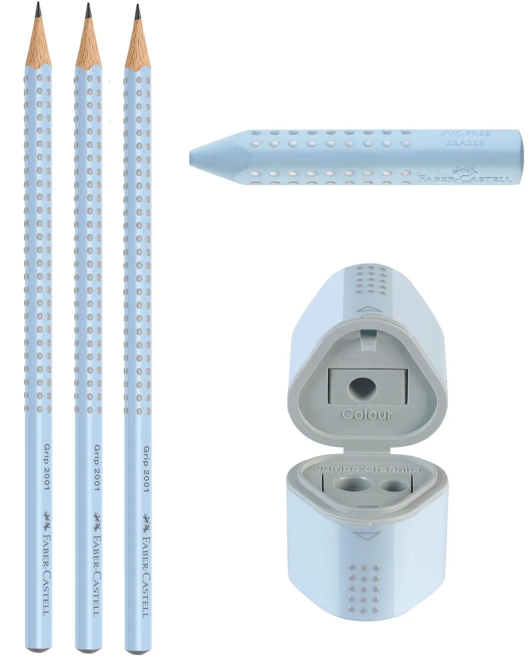 Sky Blue School Set (Pencils, Eraser & Sharpener)
