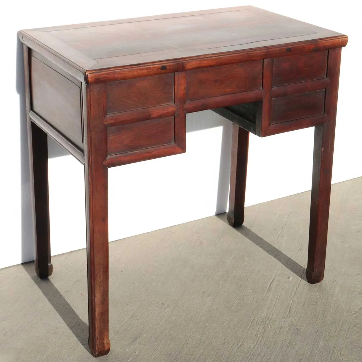 Small Chinese Qing Paktong Mounted Rosewood Writing Desk / Dressing Table