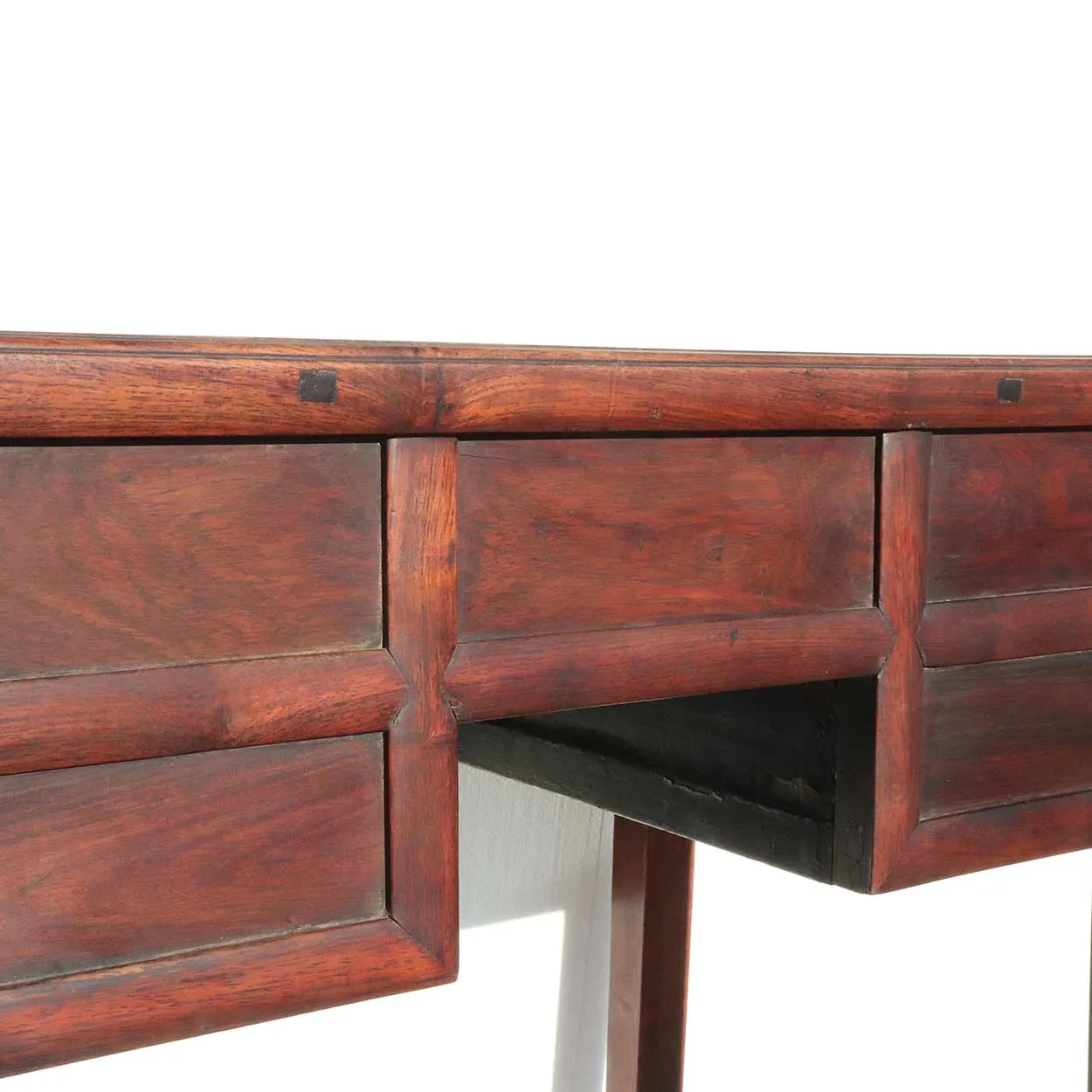 Small Chinese Qing Paktong Mounted Rosewood Writing Desk / Dressing Table