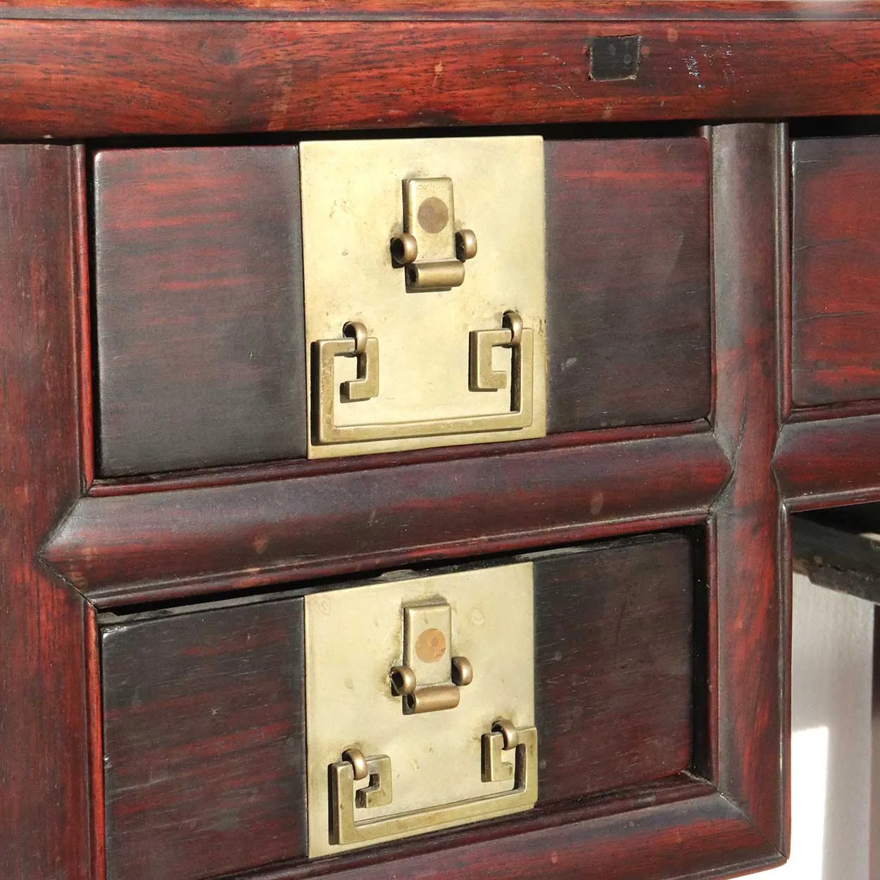 Small Chinese Qing Paktong Mounted Rosewood Writing Desk / Dressing Table