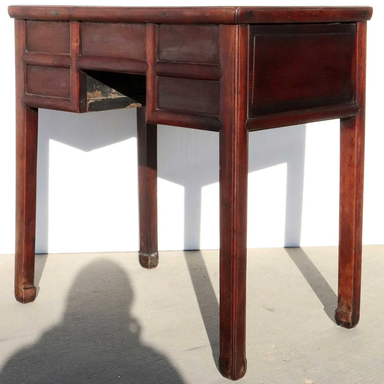 Small Chinese Qing Paktong Mounted Rosewood Writing Desk / Dressing Table