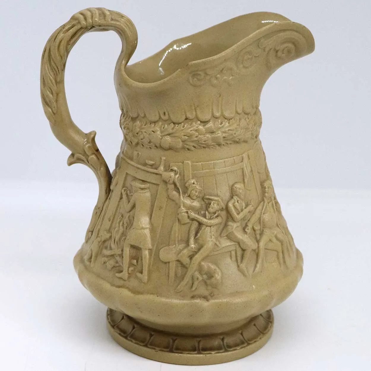 Small English W. Ridgway & Company Stoneware Pottery Tam O' Shanter Pitcher