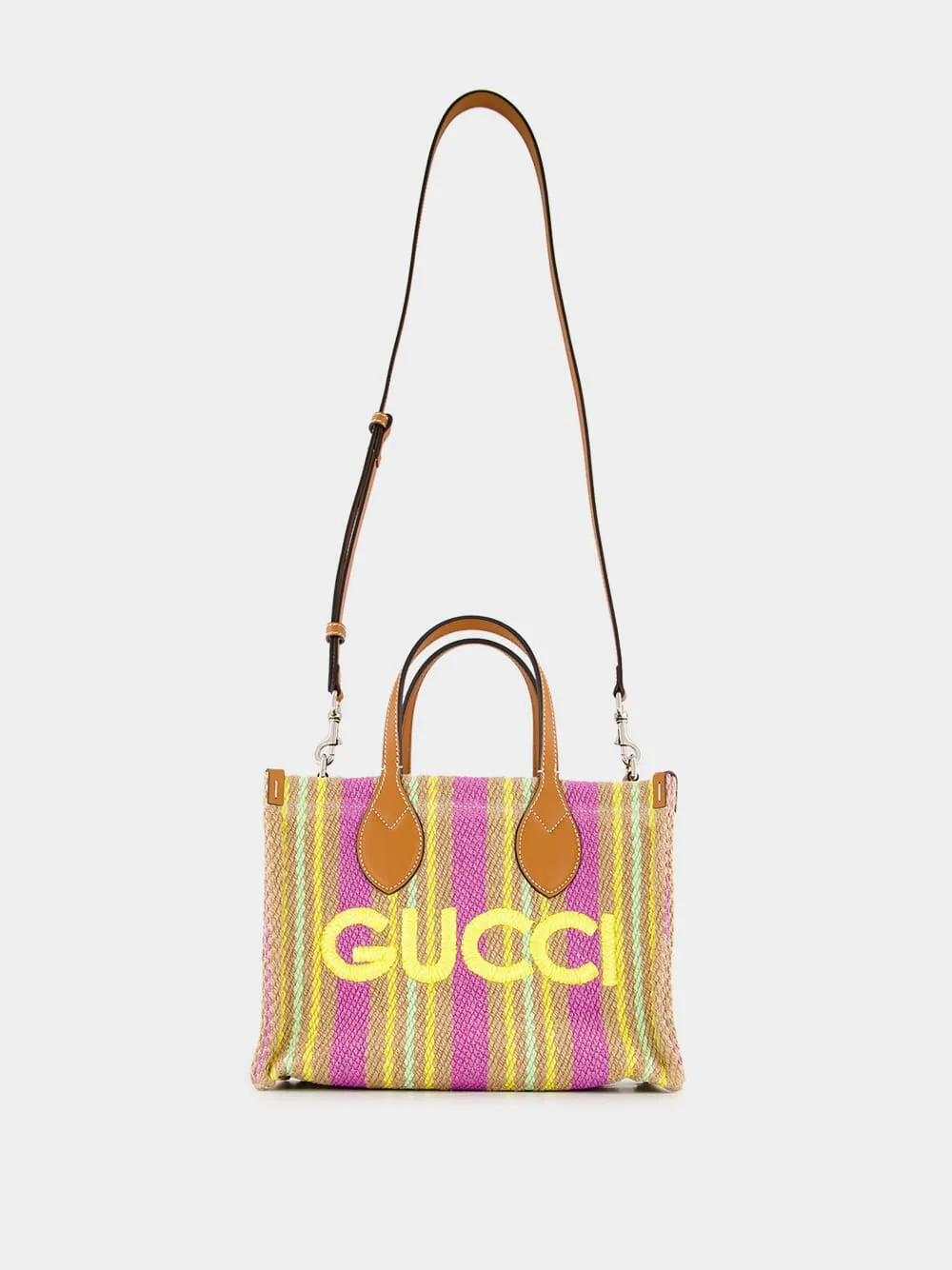 Small Jute Tote with Gucci Patch