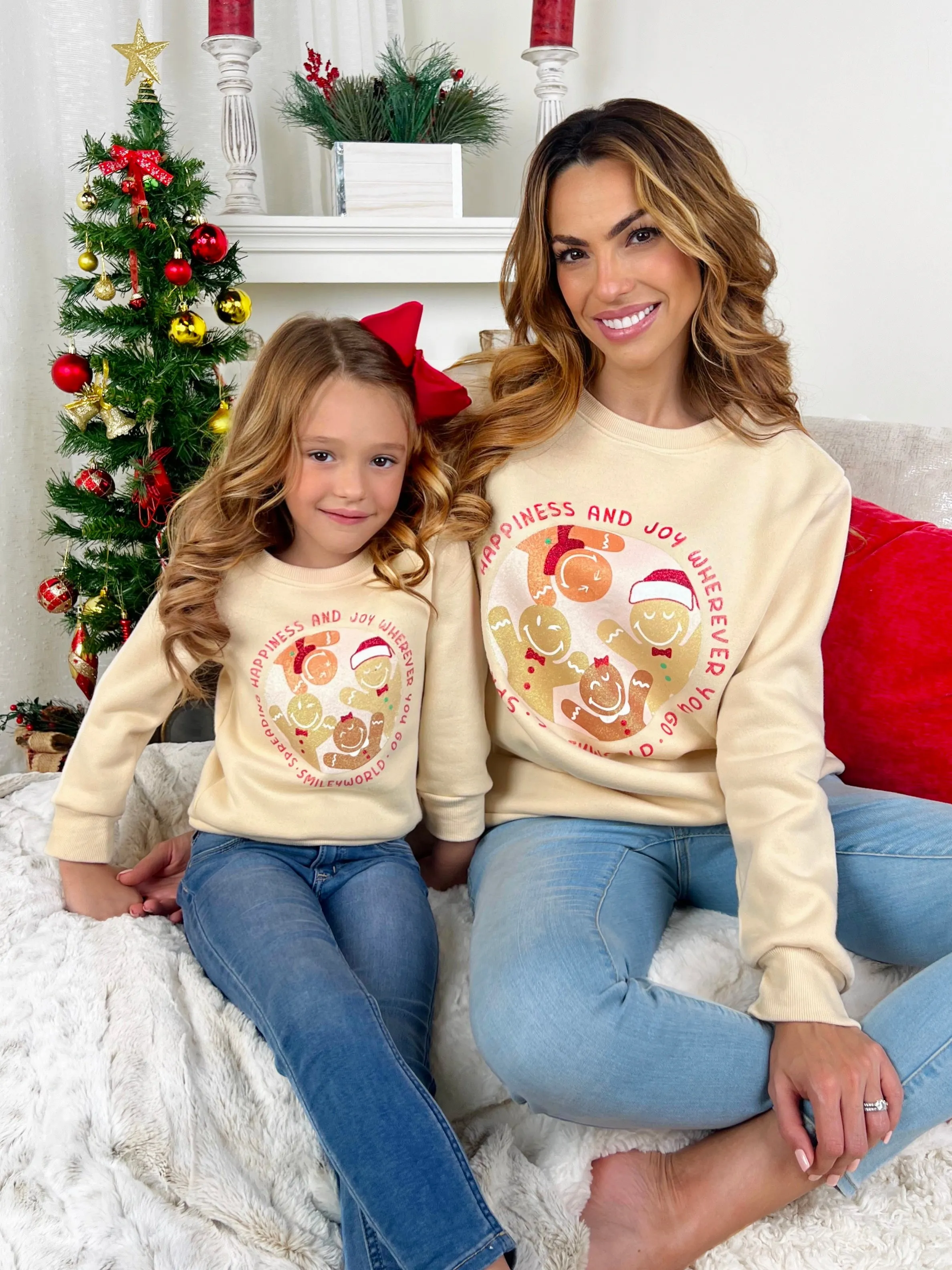SmileyWorld Mommy and Me Happy Gingerbread Crewneck Sweatshirt
