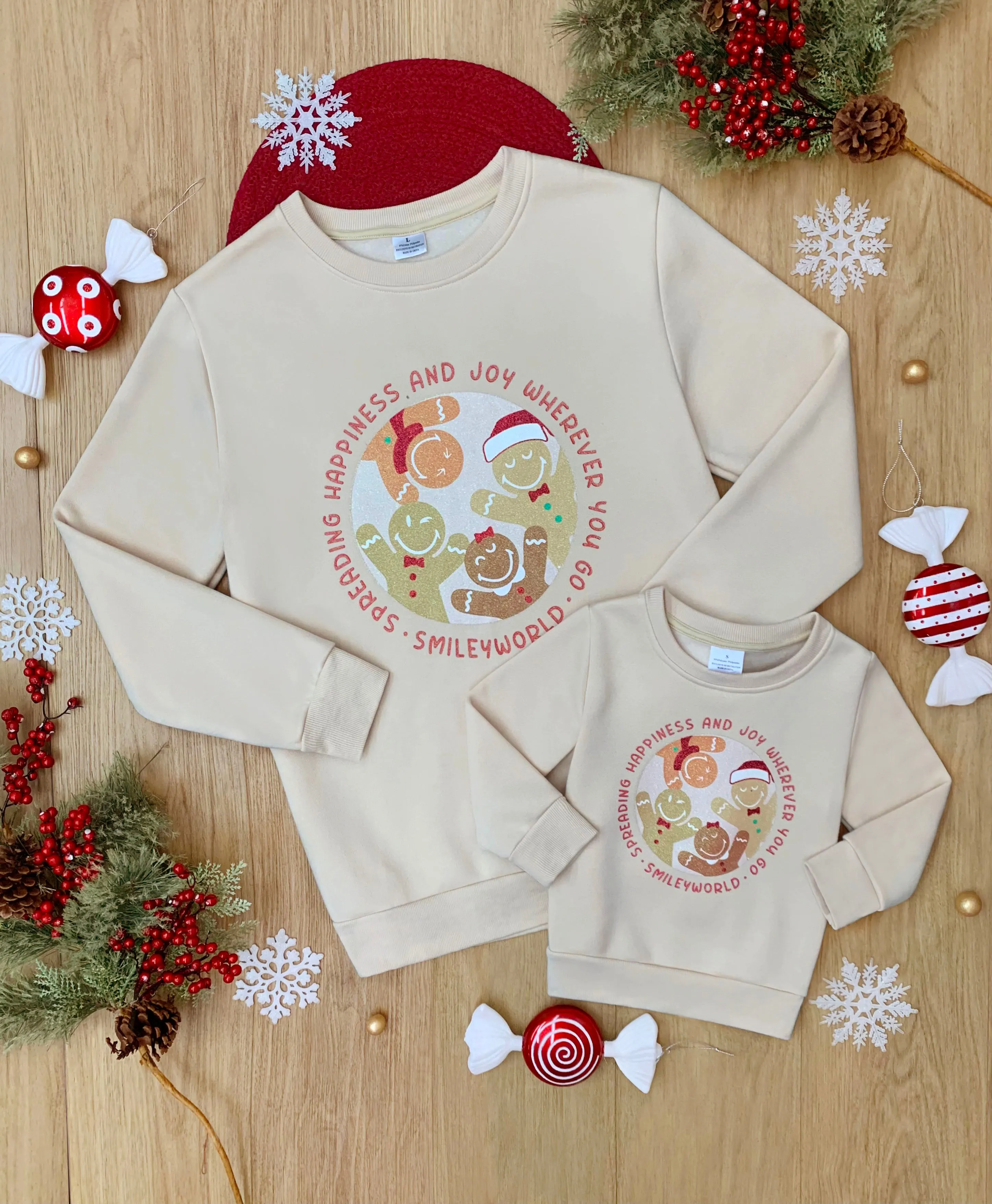 SmileyWorld Mommy and Me Happy Gingerbread Crewneck Sweatshirt