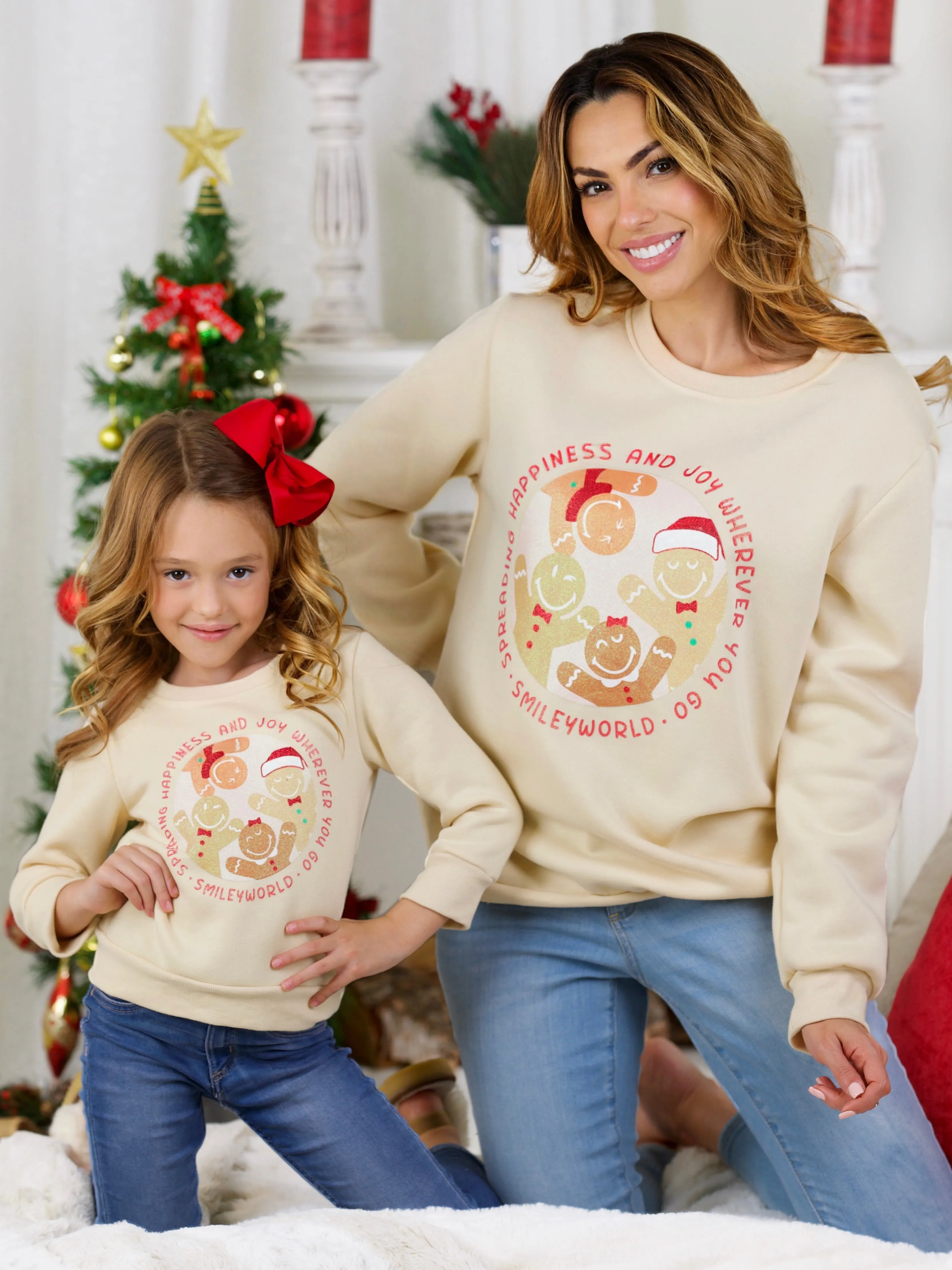 SmileyWorld Mommy and Me Happy Gingerbread Crewneck Sweatshirt