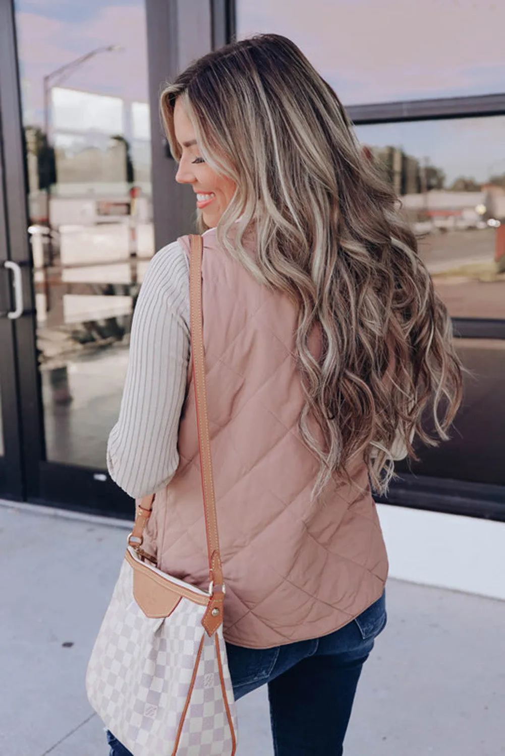 Smoke Gray Fleece Lined Quilted Vest Jacket