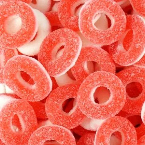 Sour Strawberry Rings - 250g Bag