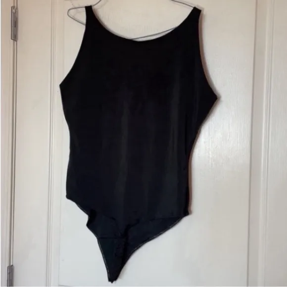 Spanx Bodysuit Shape Wear Thong Black Body Suit Lace Tank Bateau Prom Formal XL