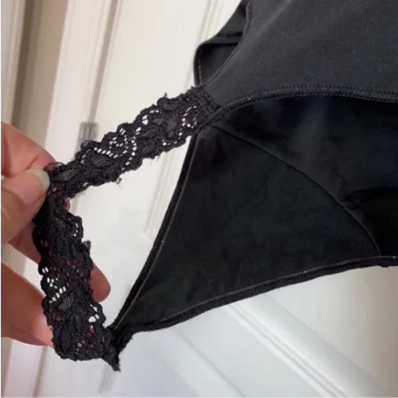 Spanx Bodysuit Shape Wear Thong Black Body Suit Lace Tank Bateau Prom Formal XL