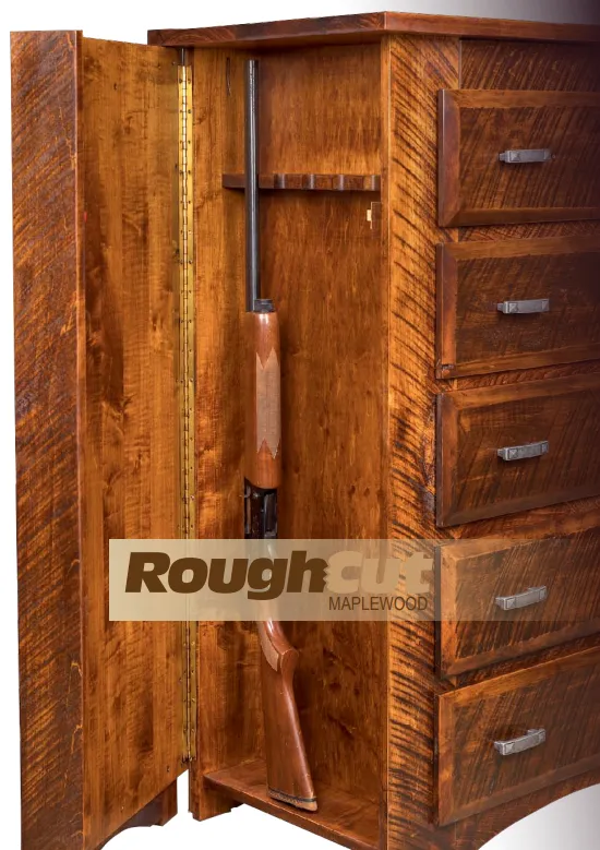 Sportsman - Rough Cut Maple Chest of Drawers w/ Hidden Storage & Gun Rack