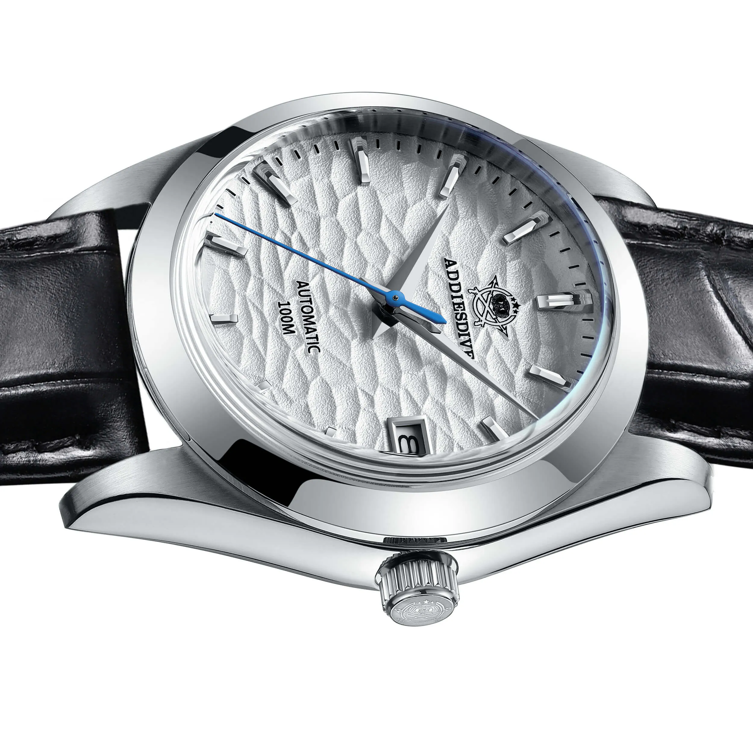★Spring Sale★ADDIESDIVE Men's Stainless Steel White Dial  with Black Leather Strap AD2118