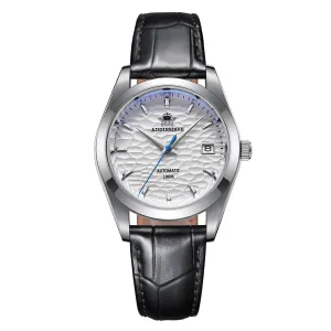 ★Spring Sale★ADDIESDIVE Men's Stainless Steel White Dial  with Black Leather Strap AD2118