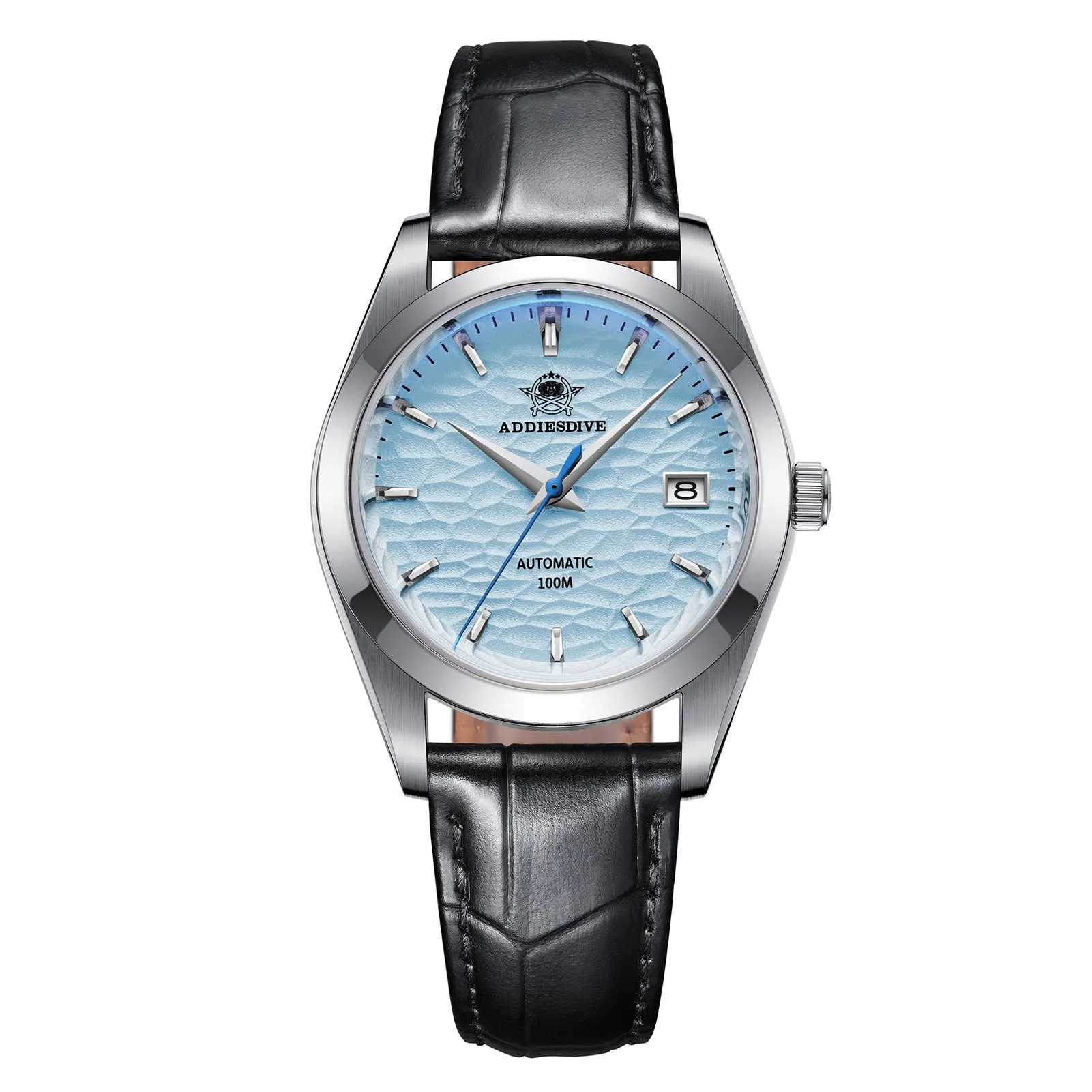 ★Spring Sale★ADDIESDIVE Men's Stainless Steel White Dial  with Black Leather Strap AD2118