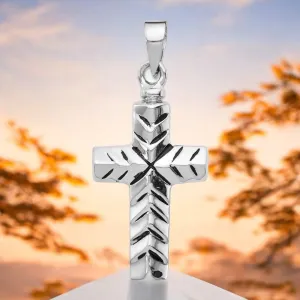 Sterling Silver Enameled Cross Ash Holder Pendant - Memorial Keepsake Jewelry
