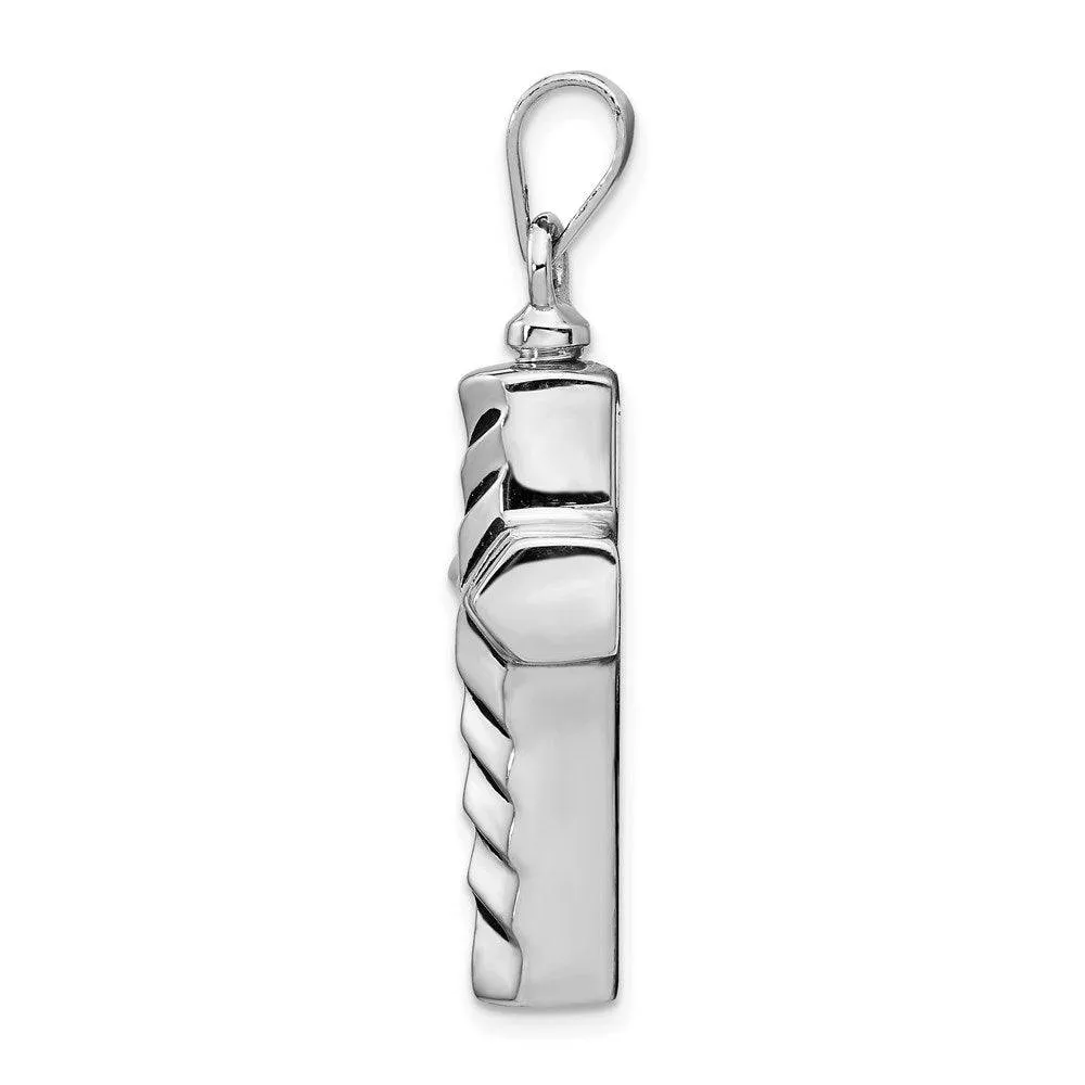Sterling Silver Enameled Cross Ash Holder Pendant - Memorial Keepsake Jewelry
