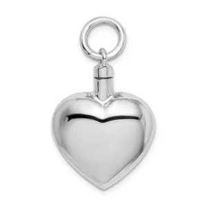 Sterling Silver Polished Heart Ash Holder Pendant - Memorial Keepsake Jewelry