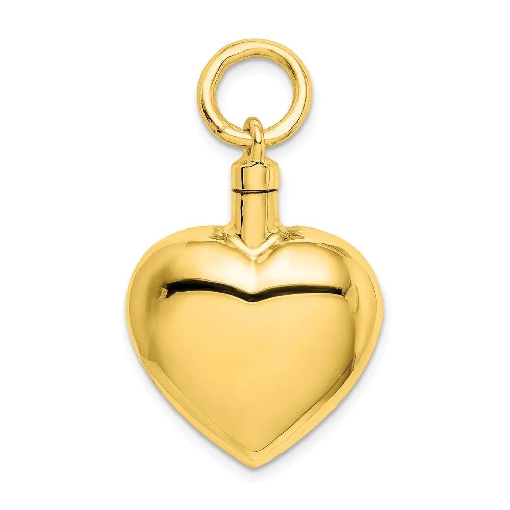 Sterling Silver Polished Heart Ash Holder Pendant - Memorial Keepsake Jewelry