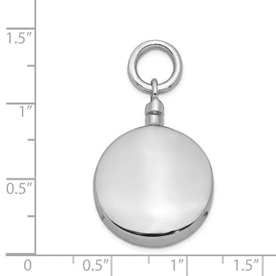 Sterling Silver Round Ash Holder Pendant - Memorial Keepsake Jewelry