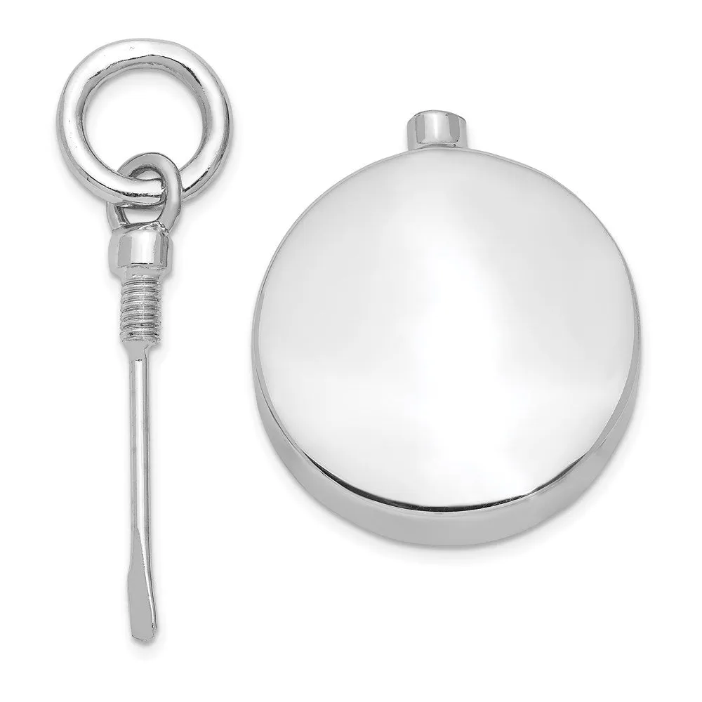 Sterling Silver Round Ash Holder Pendant - Memorial Keepsake Jewelry