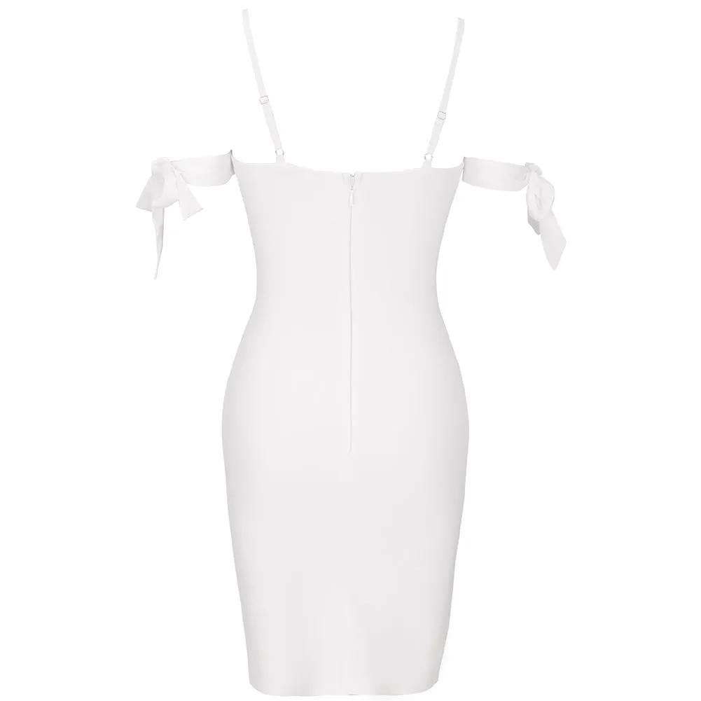 Strappy Short Sleeve Plain Midi Bandage Dress