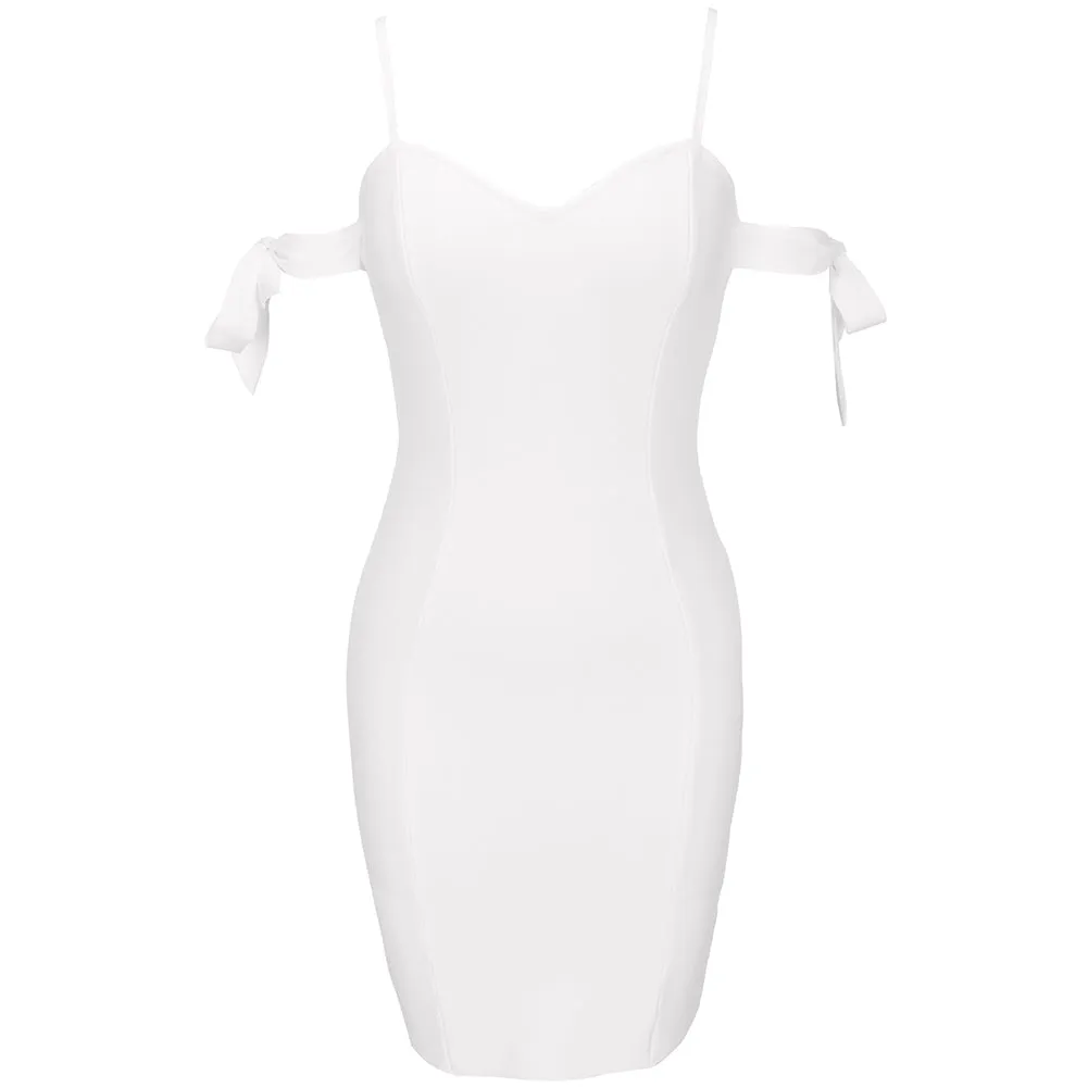 Strappy Short Sleeve Plain Midi Bandage Dress