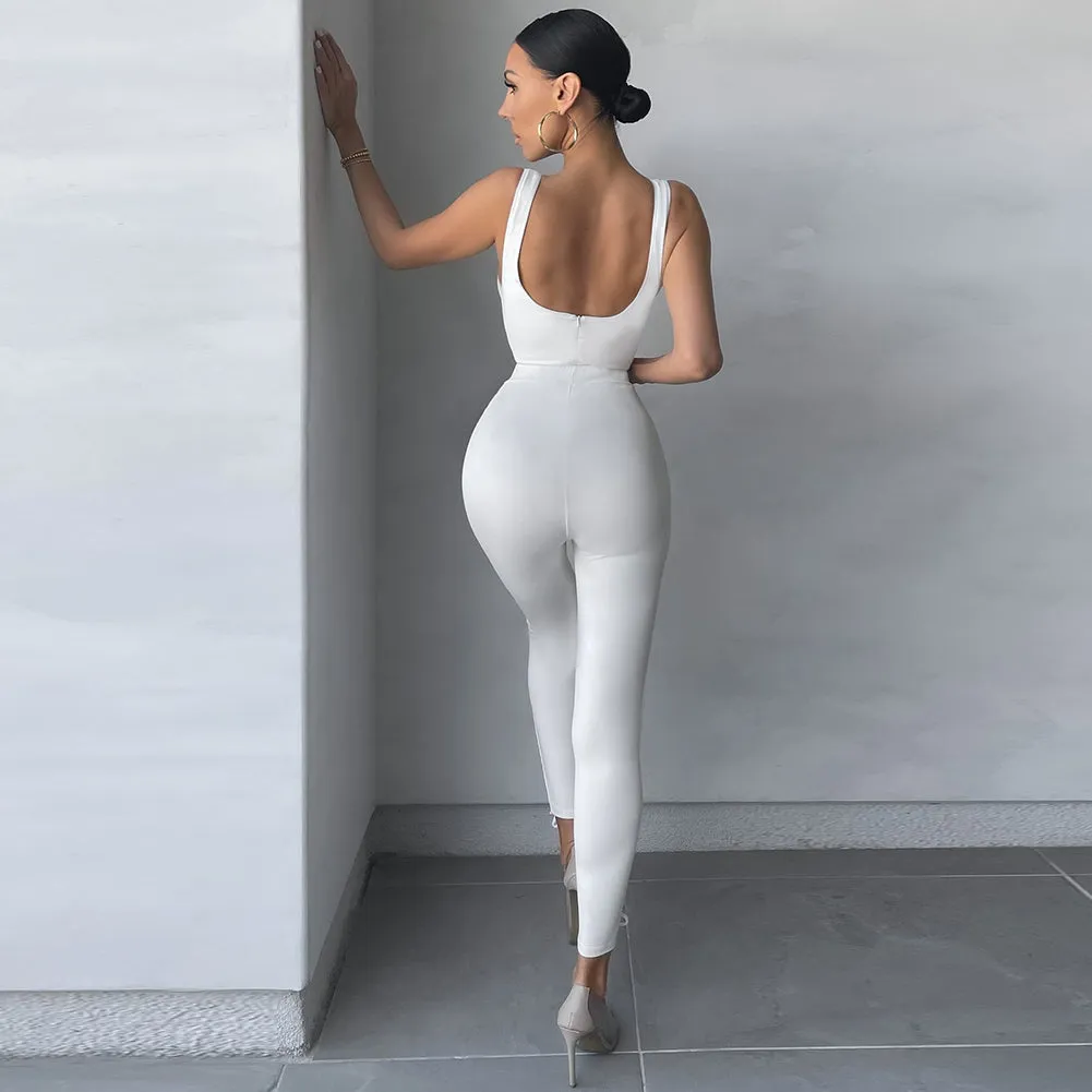 Strappy Sleeveless Tie Bandage Set (Bodysuit&Pants)