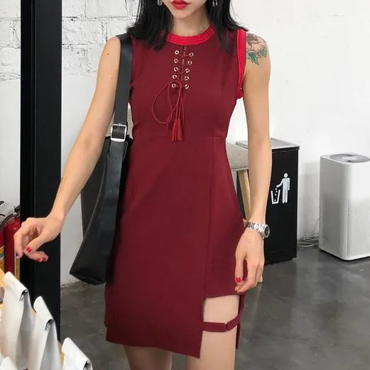 String Chest Strap Slim Dress SD00969