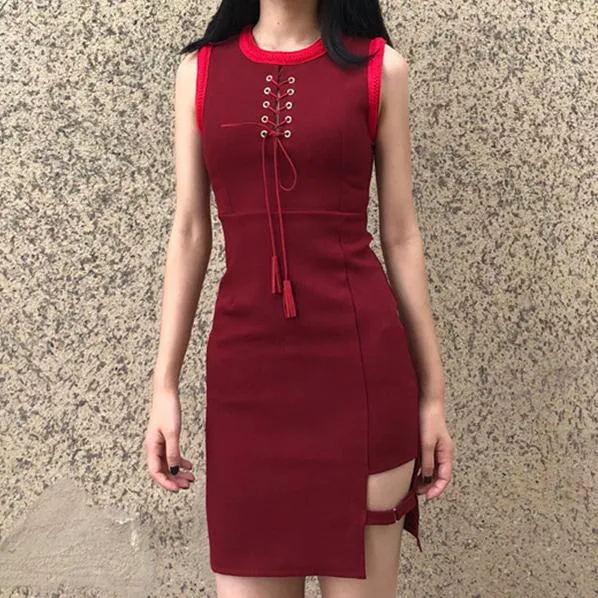 String Chest Strap Slim Dress SD00969
