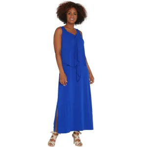 Susan Graver Women's Sleeveless Liquid Knit Tiered Maxi Dress