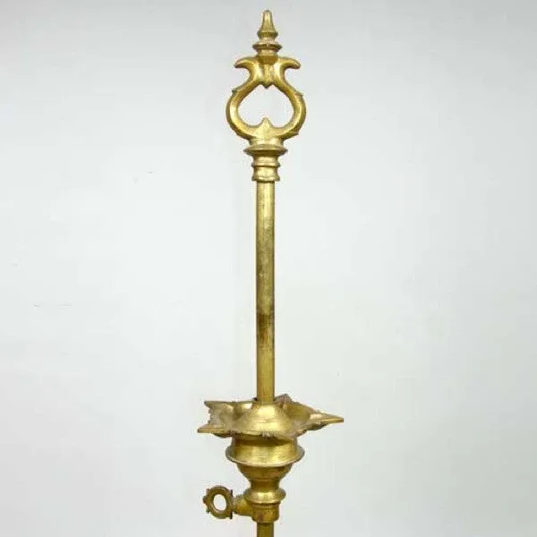 Tall South Indian Brass Diya Oil Lamp