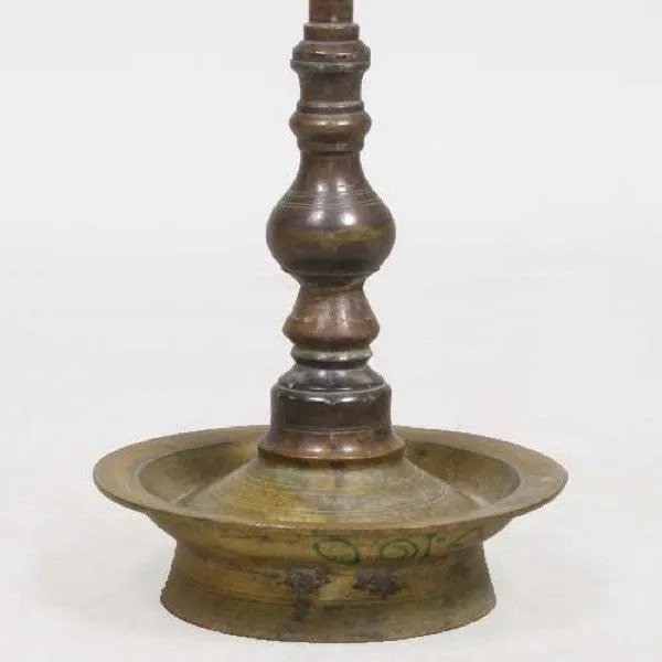 Tall South Indian Brass Diya Oil Lamp