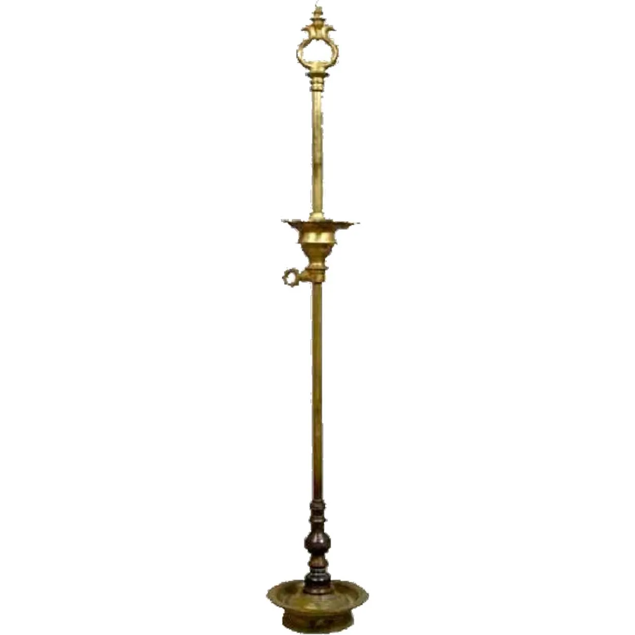 Tall South Indian Brass Diya Oil Lamp