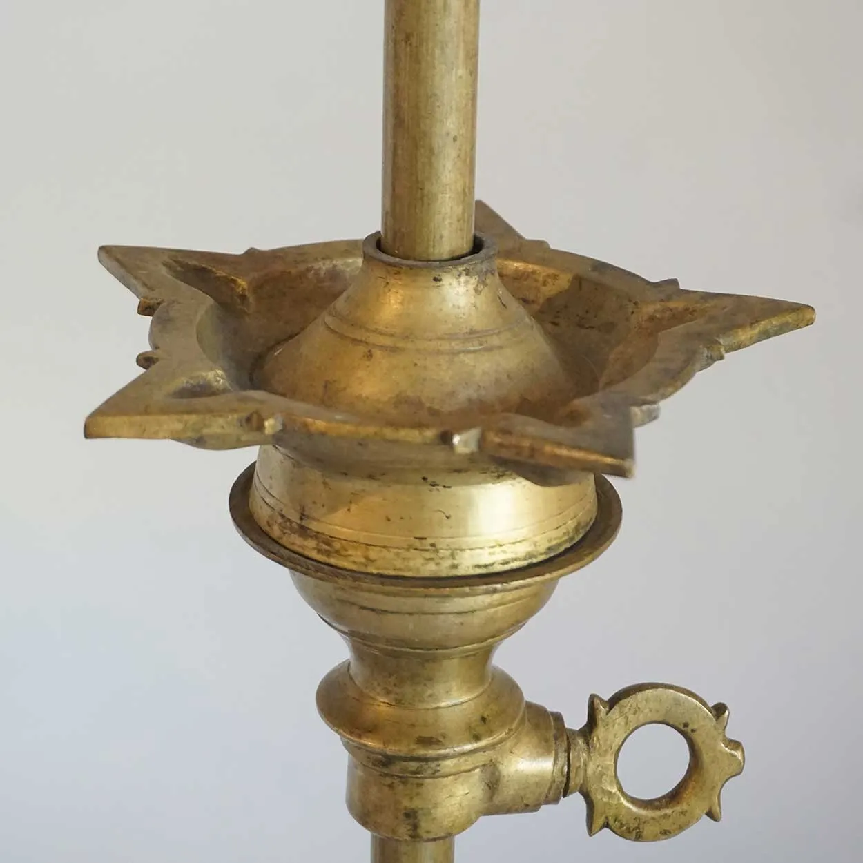 Tall South Indian Brass Diya Oil Lamp