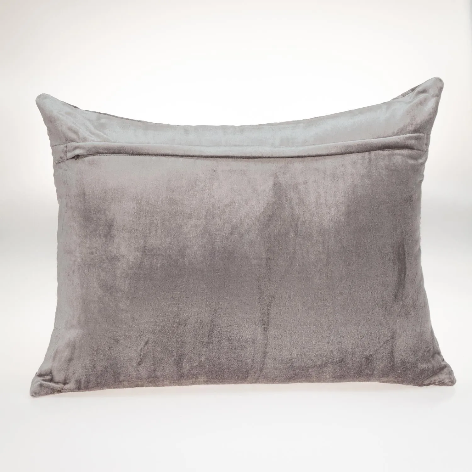 Taupe Quilted Velvet Zig Zag Decorative Lumbar Pillow