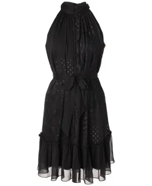 Taylor Women's Lace-Trim Belted Halter Dress 3131M Black 2