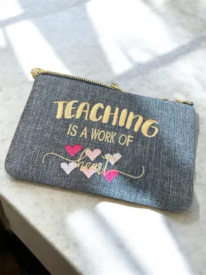 'Teaching is a Work of Heart' Dark-Grey Bag