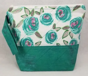 Teal Flowers - Project Bag - Small