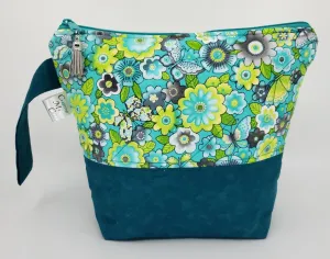 Tealish flowers - Project Bag - Small