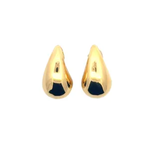 Teardrop Yellow Gold Plated Stainless Steel Hypoallergenic Stud Earrings